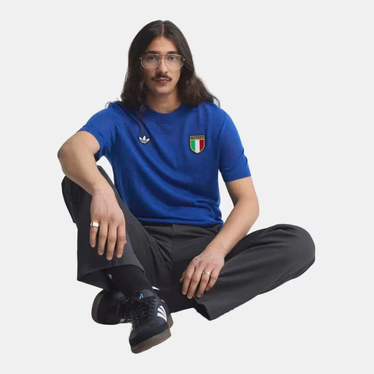 Мужская футболка с длинным рукавом Italia Retro 1970 adidas, Azul — фото 3