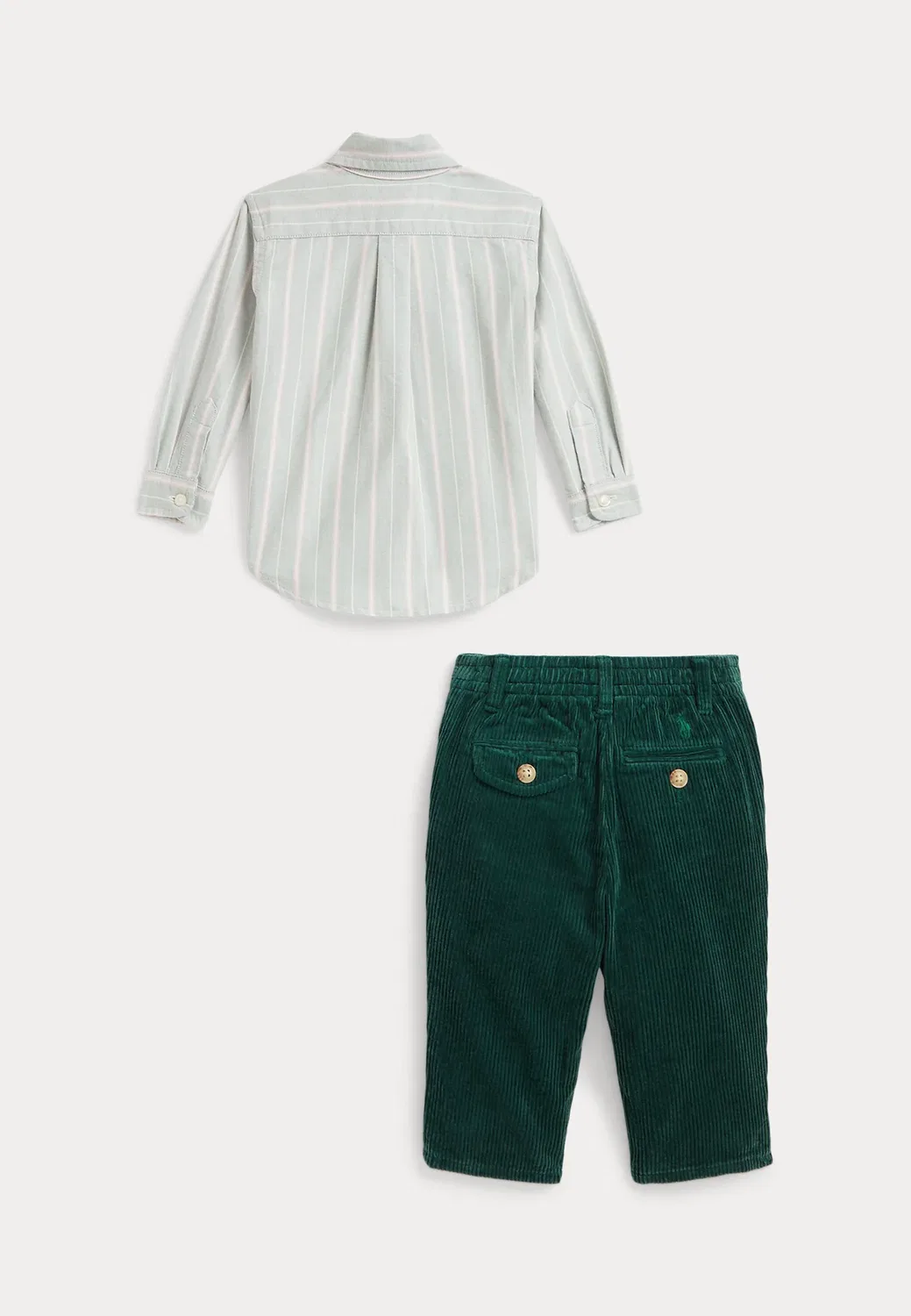 Рубашка в полоску и вельветовые брюки (0-2 года) - рубашка Polo Ralph Lauren, Forest Lavender — фото 2