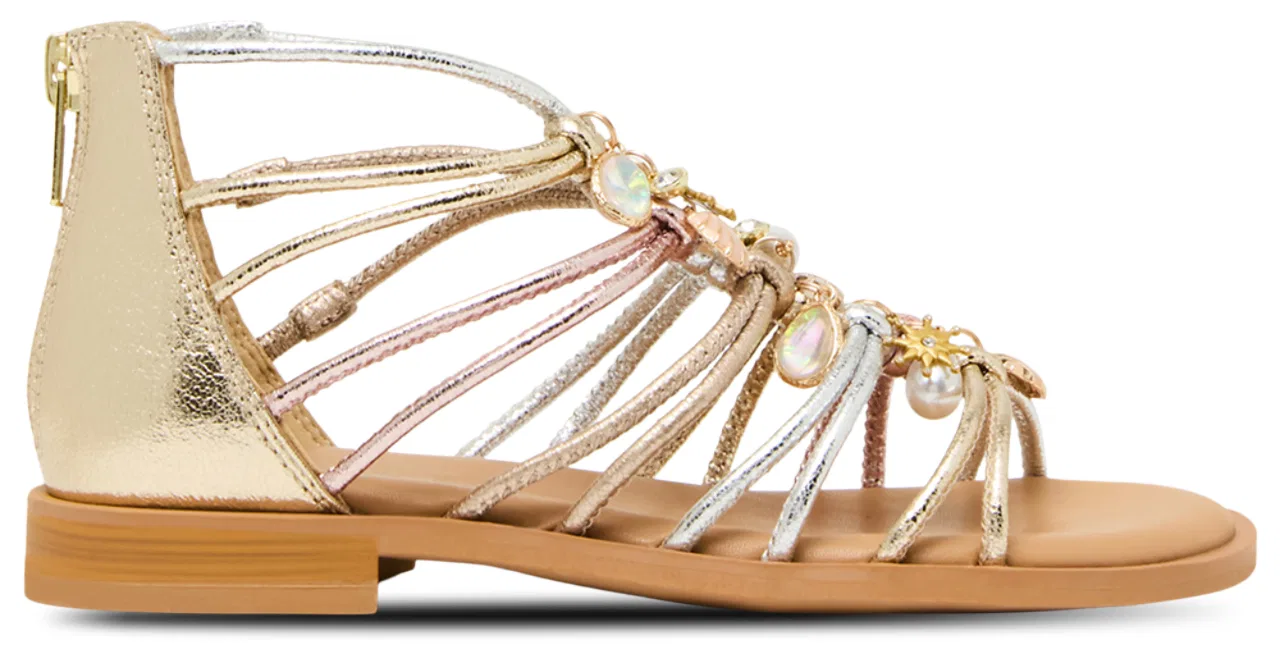 Детские сандалии-гладиаторы с металлическим покрытием и стразами Steve Madden JGLOWEE SANDAL, Metallic Multi