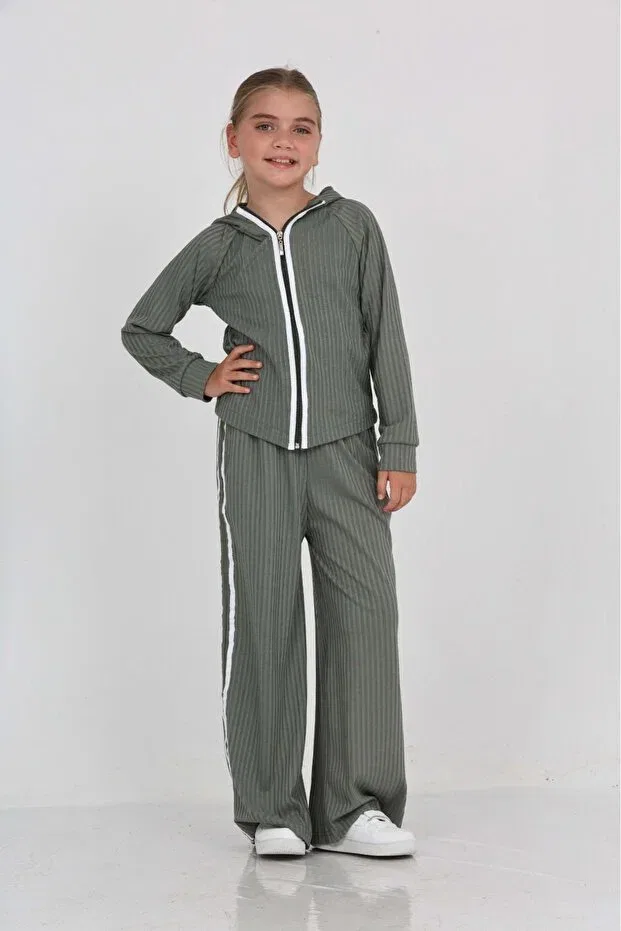 Детский спортивный костюм в полоску для девочек Toontoy, Khaki