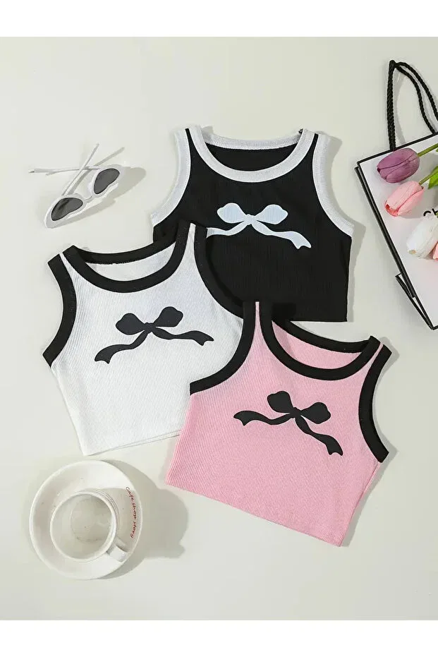 Детский укороченное хлопковое комплект футболок для мальчиков Machetta, Pink White Black