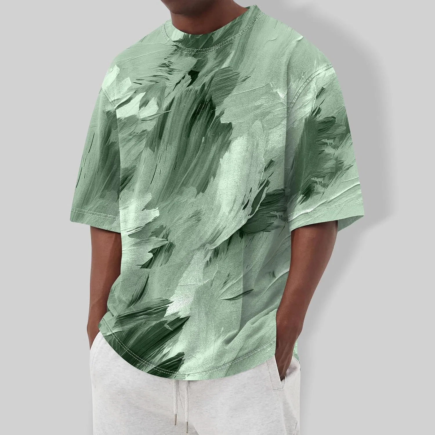 Мужская футболка с коротким рукавом, базовая легкая, crew neck, Green — фото 2