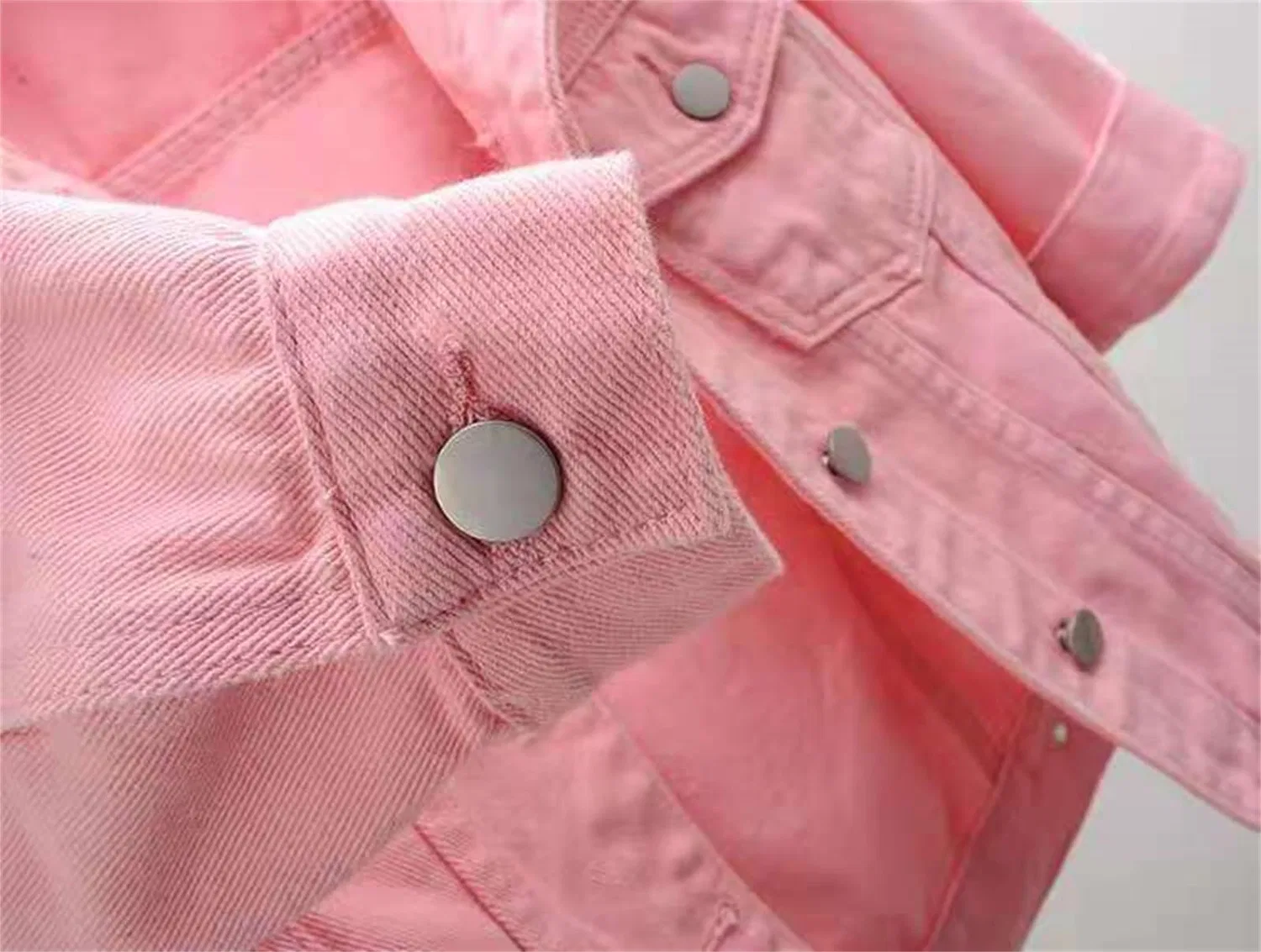 Женское пальто с принтом Button Down 3/4 manica corta giacche di jeans ritagliate con tasche, risvolto giacche colorate taglie forti, Azzurro — фото 2
