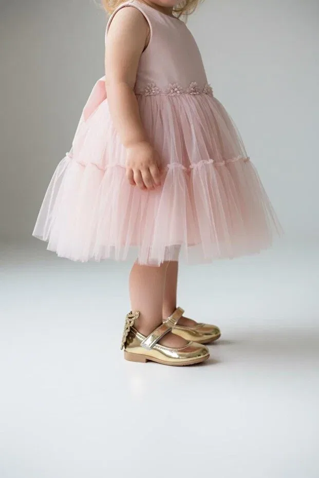 Детские туфли для девочек лакированные Patik Bebe, Gold — фото 2