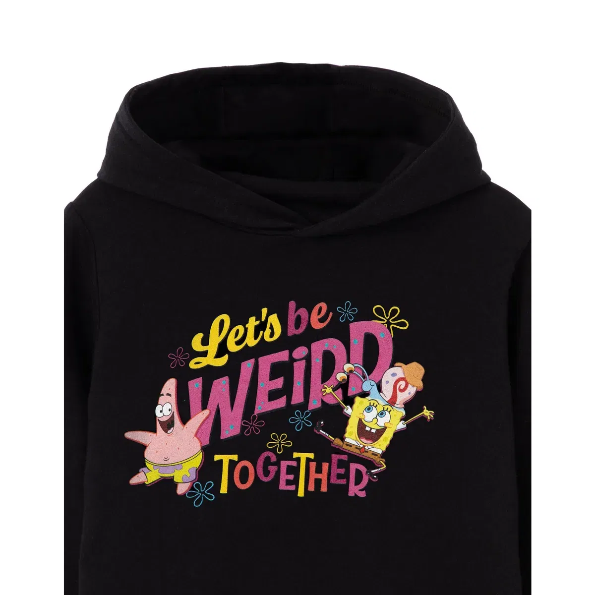 Детское худи с принтом Let'S Be Weird Together Spongebob Squarepants, Black — фото 3