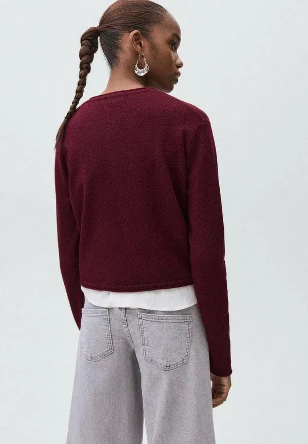 Подростковый - кардиган Mango Kids, бордовый — фото 2
