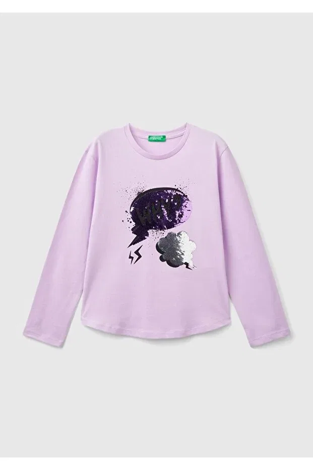 Детское платье-свитшот для девочек с принтом Benetton, Purple