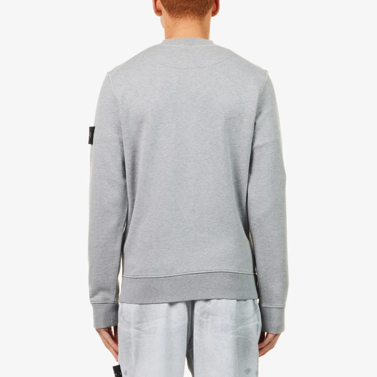 Хлопковая трикотажная толстовка с круглым вырезом и нашивкой Stone Island, серый — фото 4