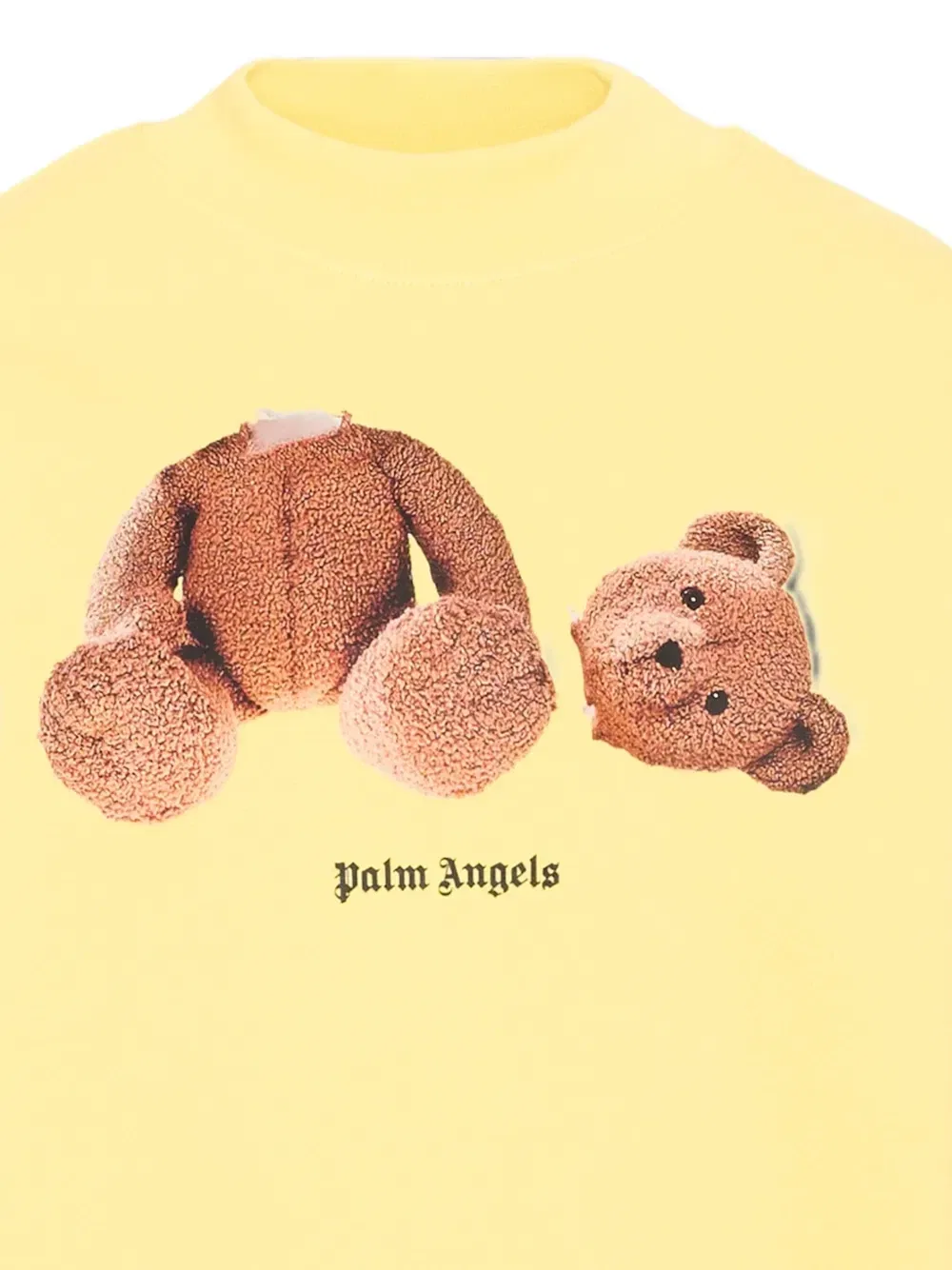 Хлопковый свитшот с принтом медведя Palm Angels Kids, желтый — фото 3