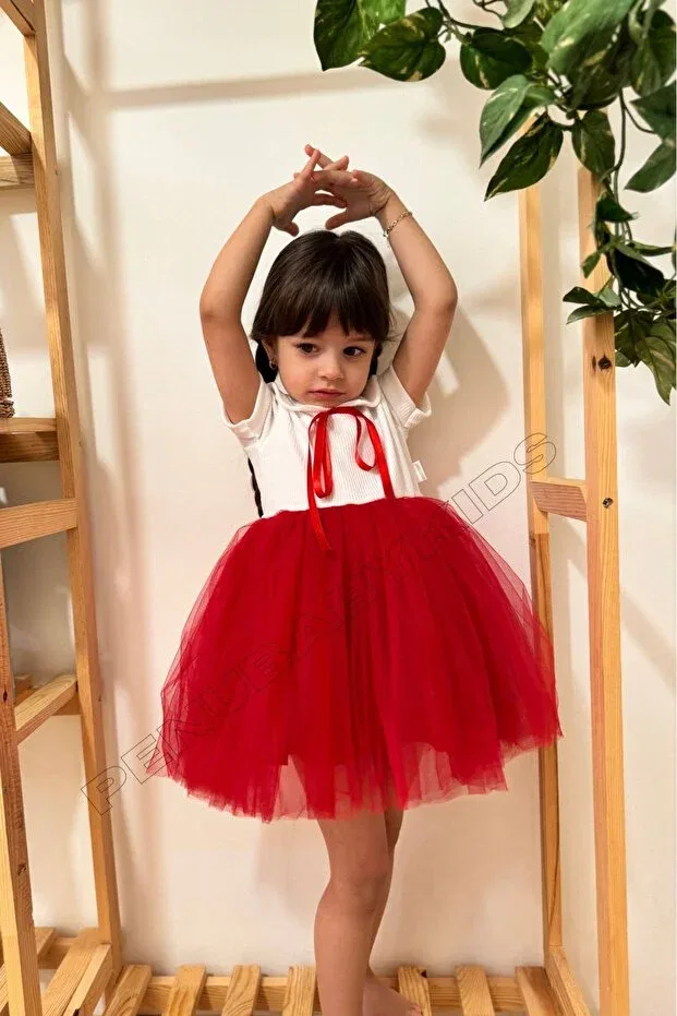 Детское платье для девочек с коротким рукавом heidi Penu Baby Kids, Red — фото 3