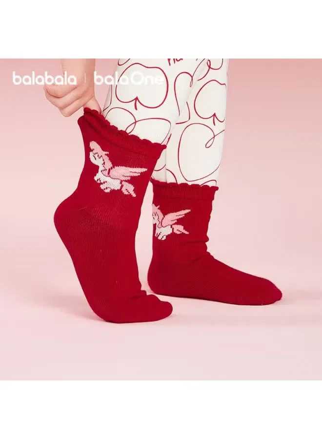 Balabala Носки детские хлопковые с жаккардовым узором, 5 пар, красные — фото 3