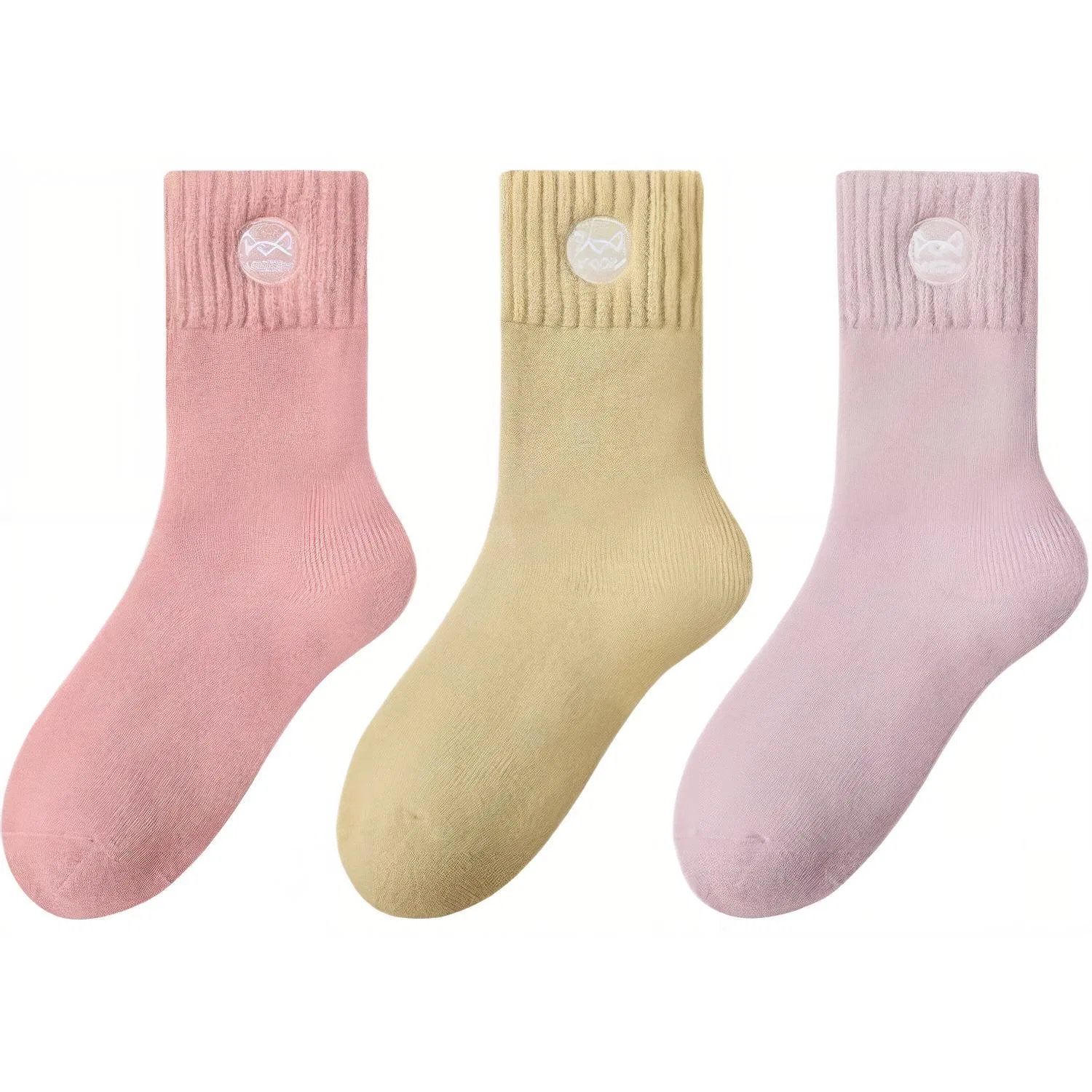 Детские носки с длинным голенищем, комплект из 3 пар, Dark Pink+Pea Green+Light Pink MIIOW