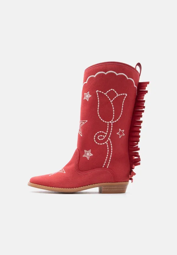 Ботинки с цветочным принтом Cowboy/biker boots Stella Mccartney Kids, rosso, красный
