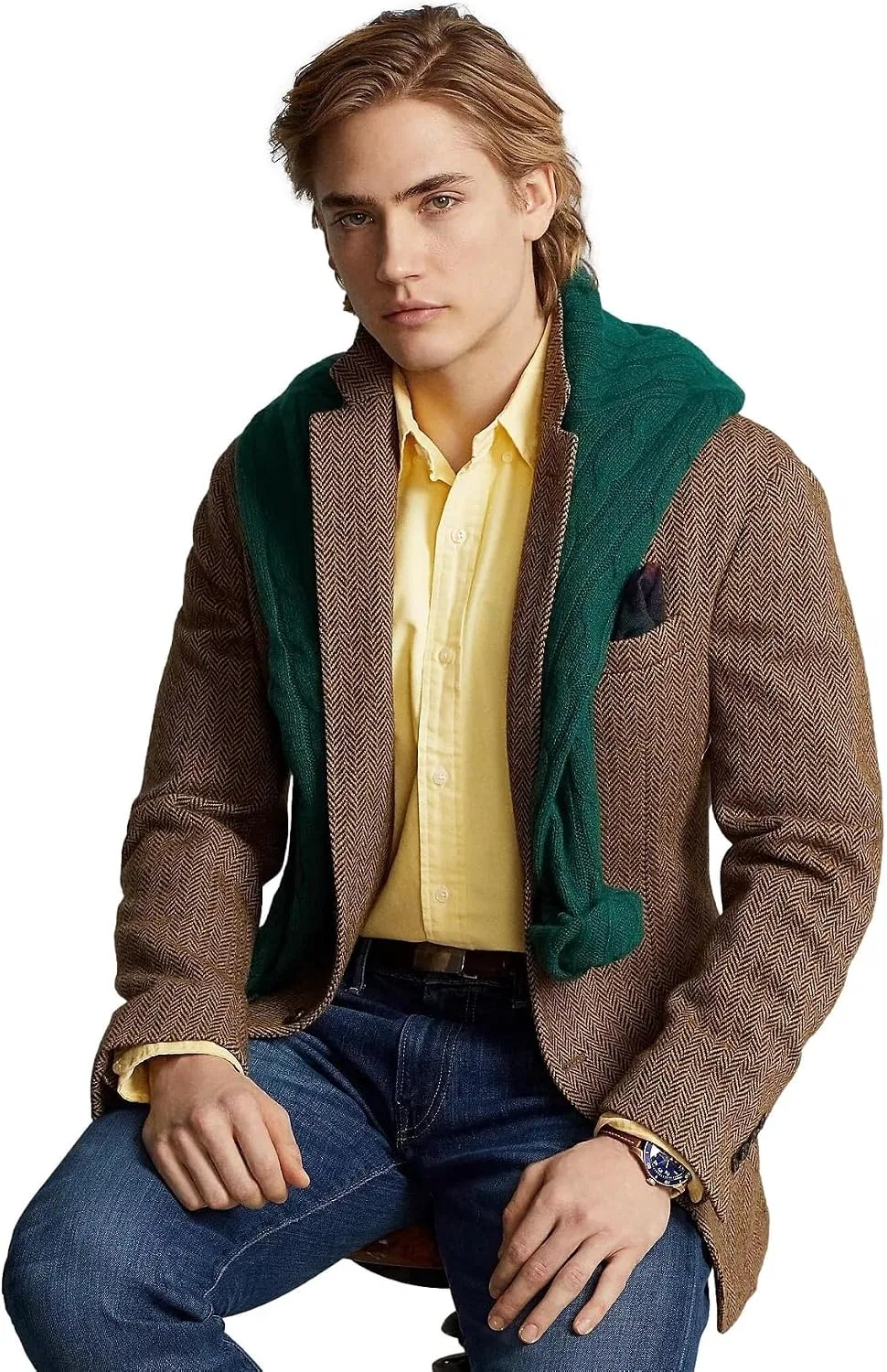 Мужская классическая рубашка с принтом Classic Fit Plaid POLO RALPH LAUREN, Ralph Lauren Bsr Yellow — фото 3