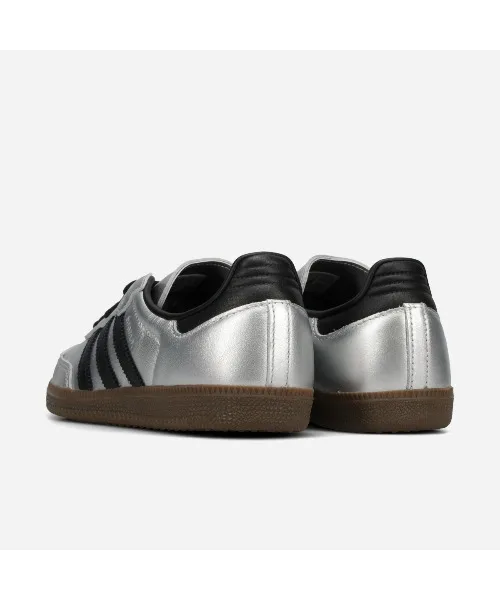 Унисекс кожаные кроссовки adidas Samba OG серебряные — фото 3