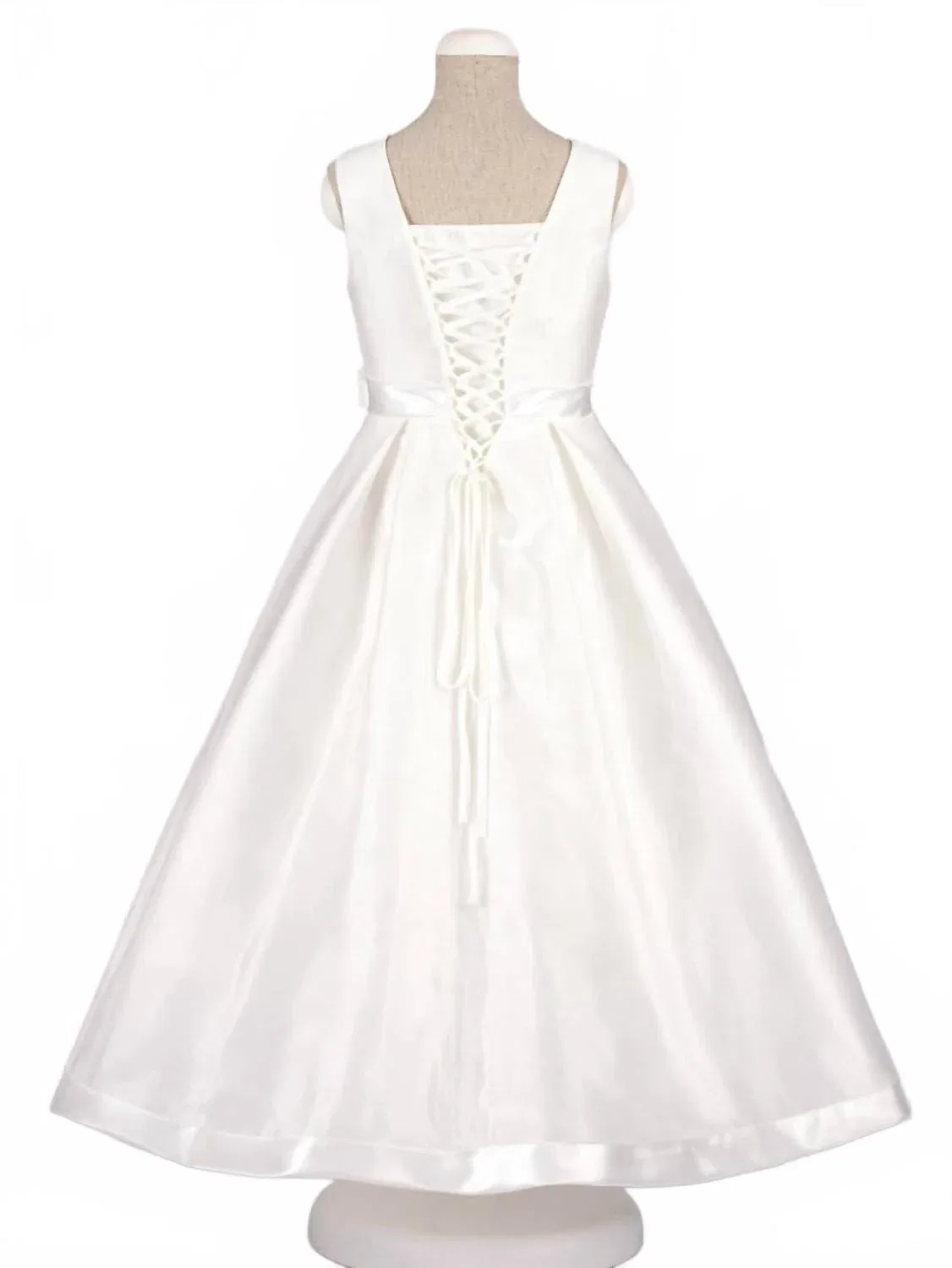 Детское платье для девочек с бантом на поясе Chic Satin Bow Waist Dress Bajabella, White — фото 3