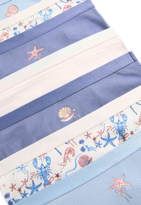 Трусы с принтом животных 7 pack seashell print shorts Marks & Spencer mix, синий — фото 3