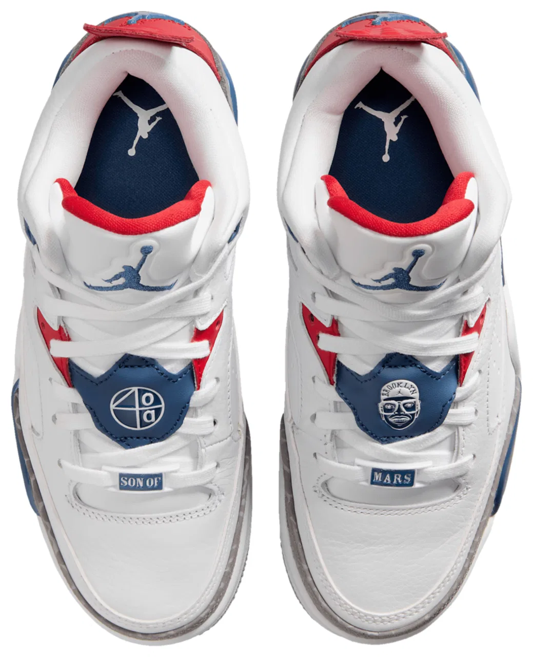Детские баскетбольные кроссовки с кожаным верхом Jordan Son Of Mars Low, Jordan, White True Blue Varsity Red — фото 4