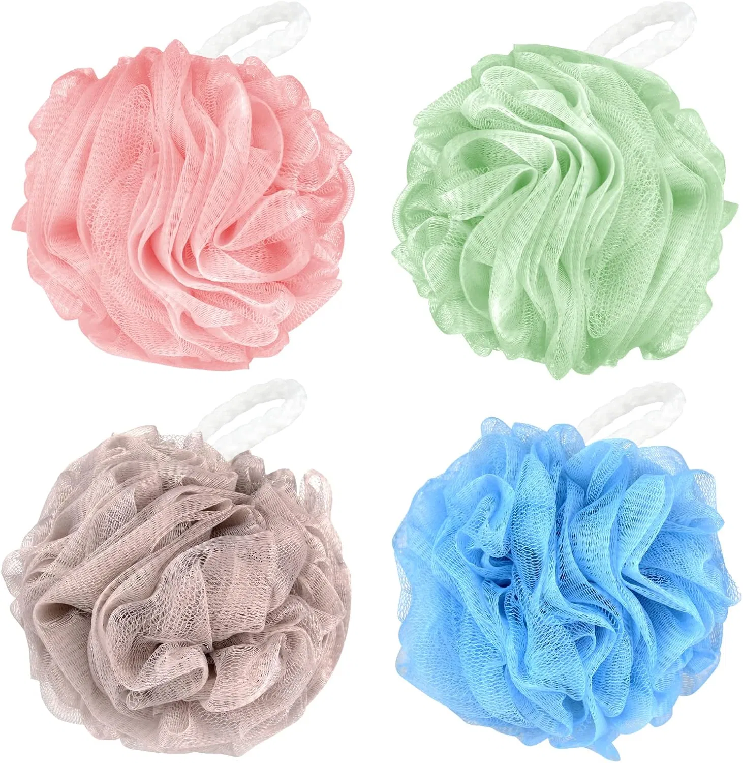 Мочалка для душа, Luffa, Chuya, 4 шт, 70 г, Розовый, Голубой, Зеленый, Хаки