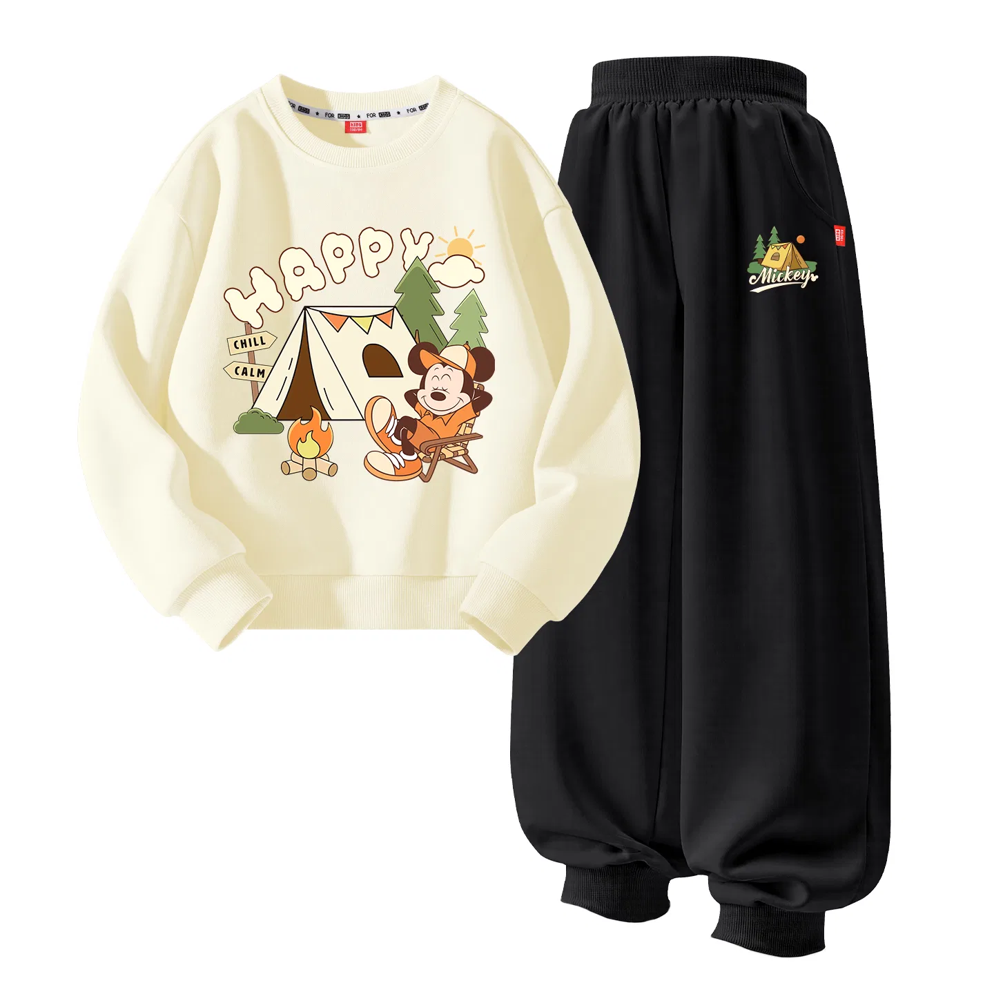 Детский спортивный костюм хлопковый Disney, Цвет Di Relaxed White+Di Cute Star K Black — фото 3