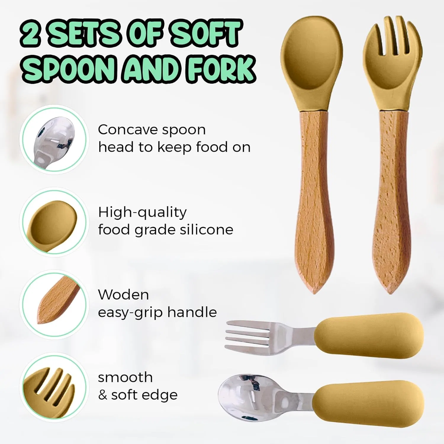 Набор для кормления 12 предметов, силикон, Aha Essentials, beige — фото 4
