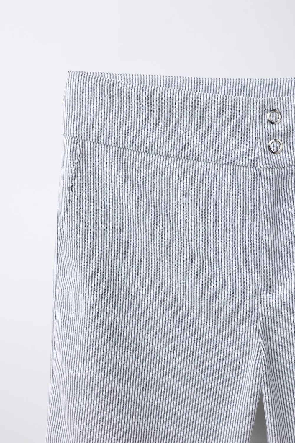 Полосатые расклешенные брюки ZARA, Navy/White — фото 3