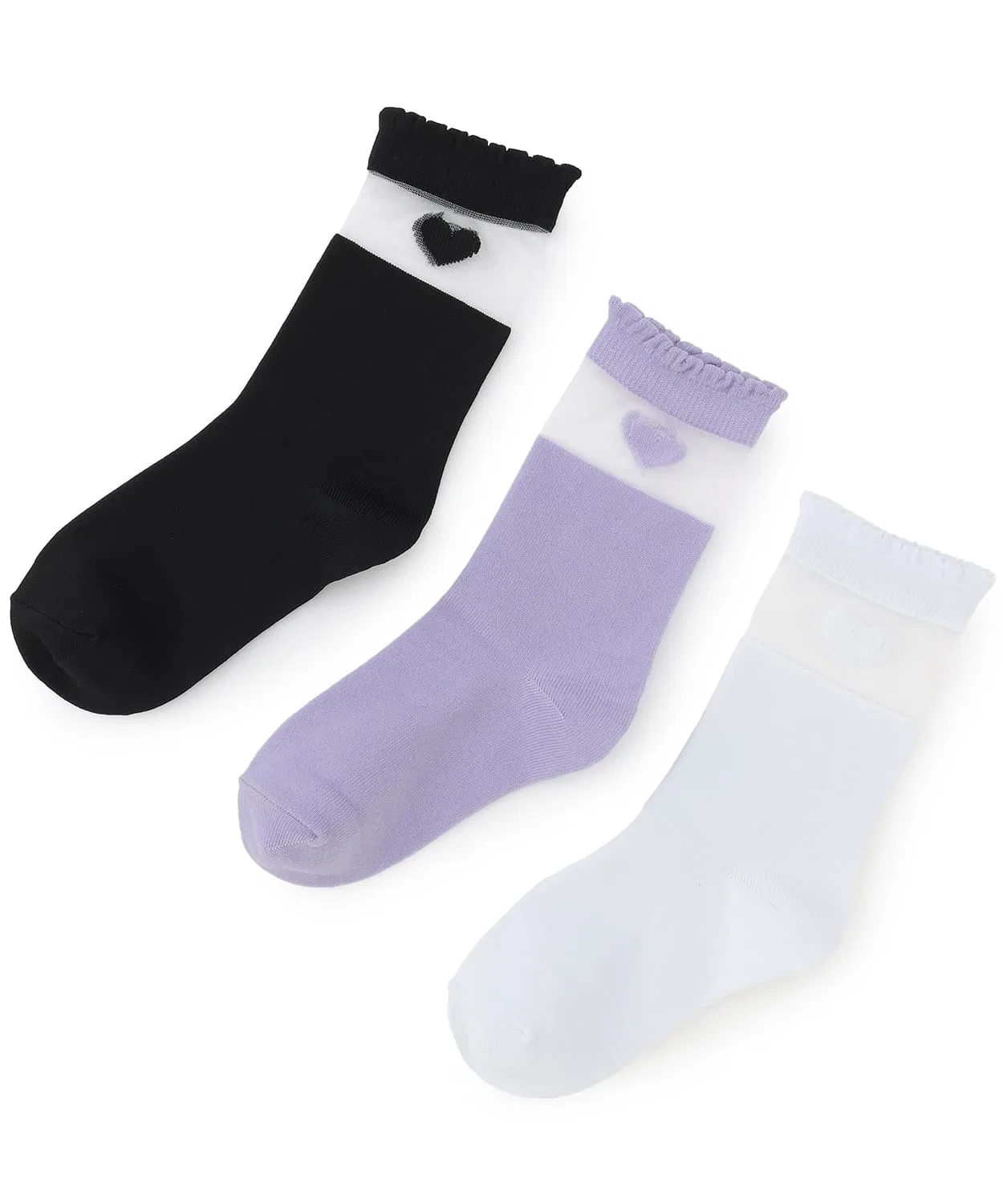 Детские носки с прозрачной вставкой и сердцем, модель Heart Sheer Socks, minimal, Black — фото 4