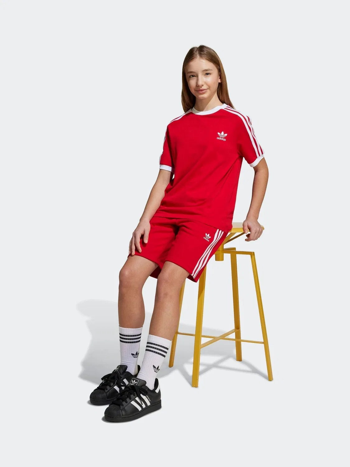 Футболка с тремя полосками adidas Originals Adicolor, красный — фото 4