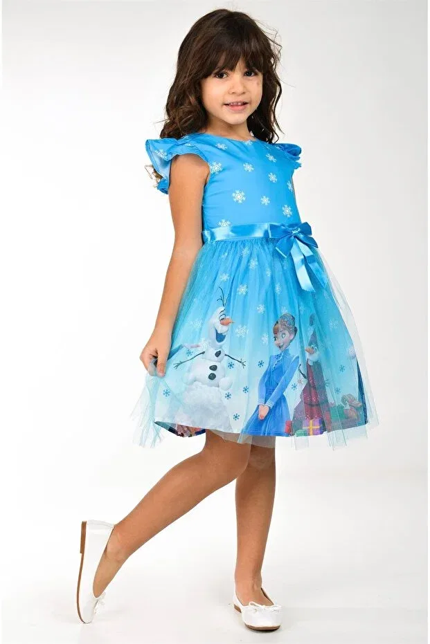 Детское платье для девочек с принтом Elsa Snow Queen Buse&Eylül Bebe, Blue — фото 2