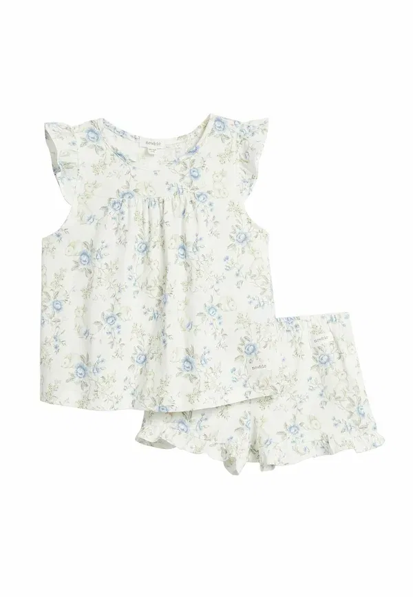 Комплект пижамы с цветочным принтом Floral pyjamas with frills unisex set, Newbie, off-white, белый — фото 4