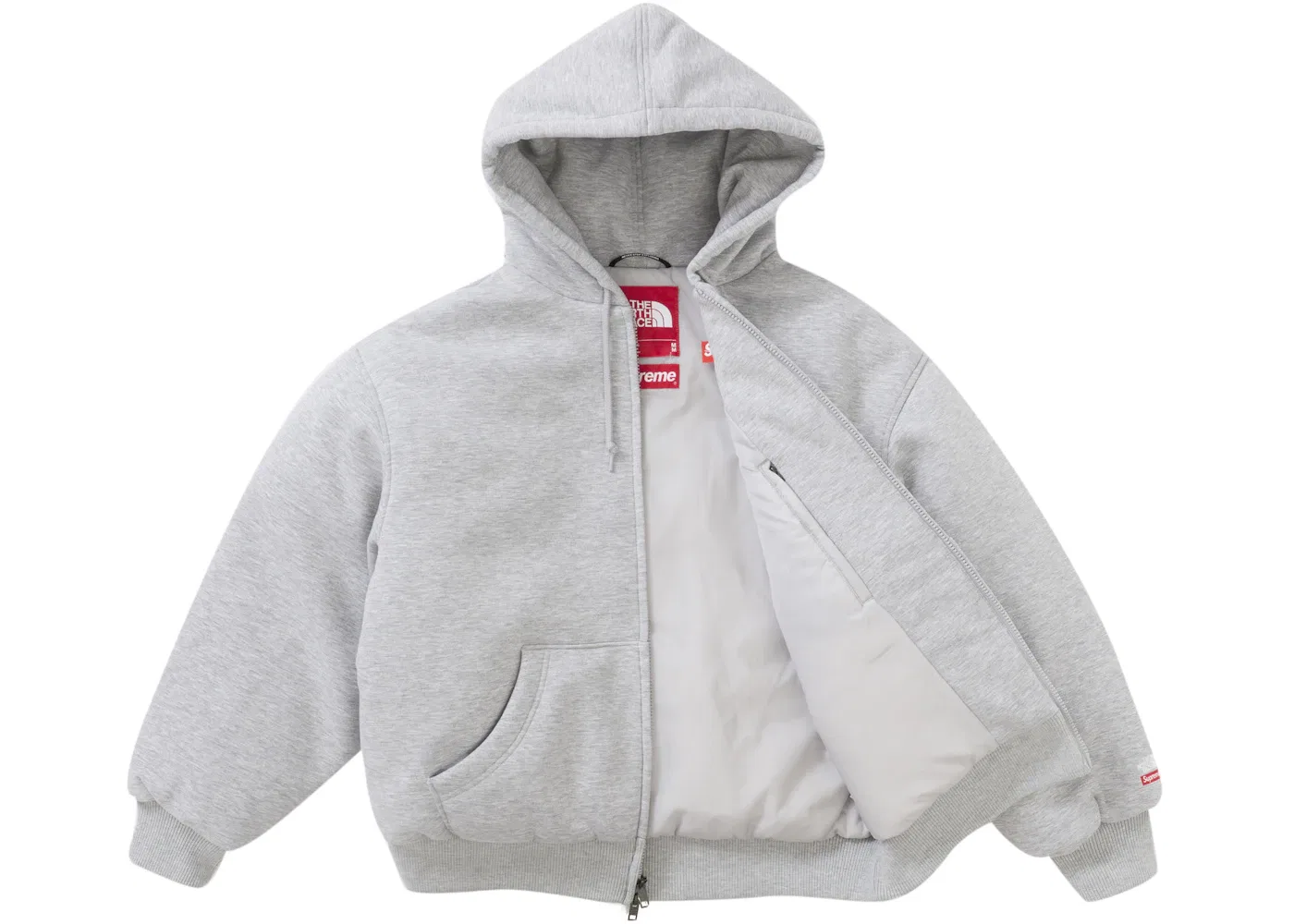 Мужская худи с капюшоном на пуховом наполнителе The North Face Supreme, Heather Grey — фото 3