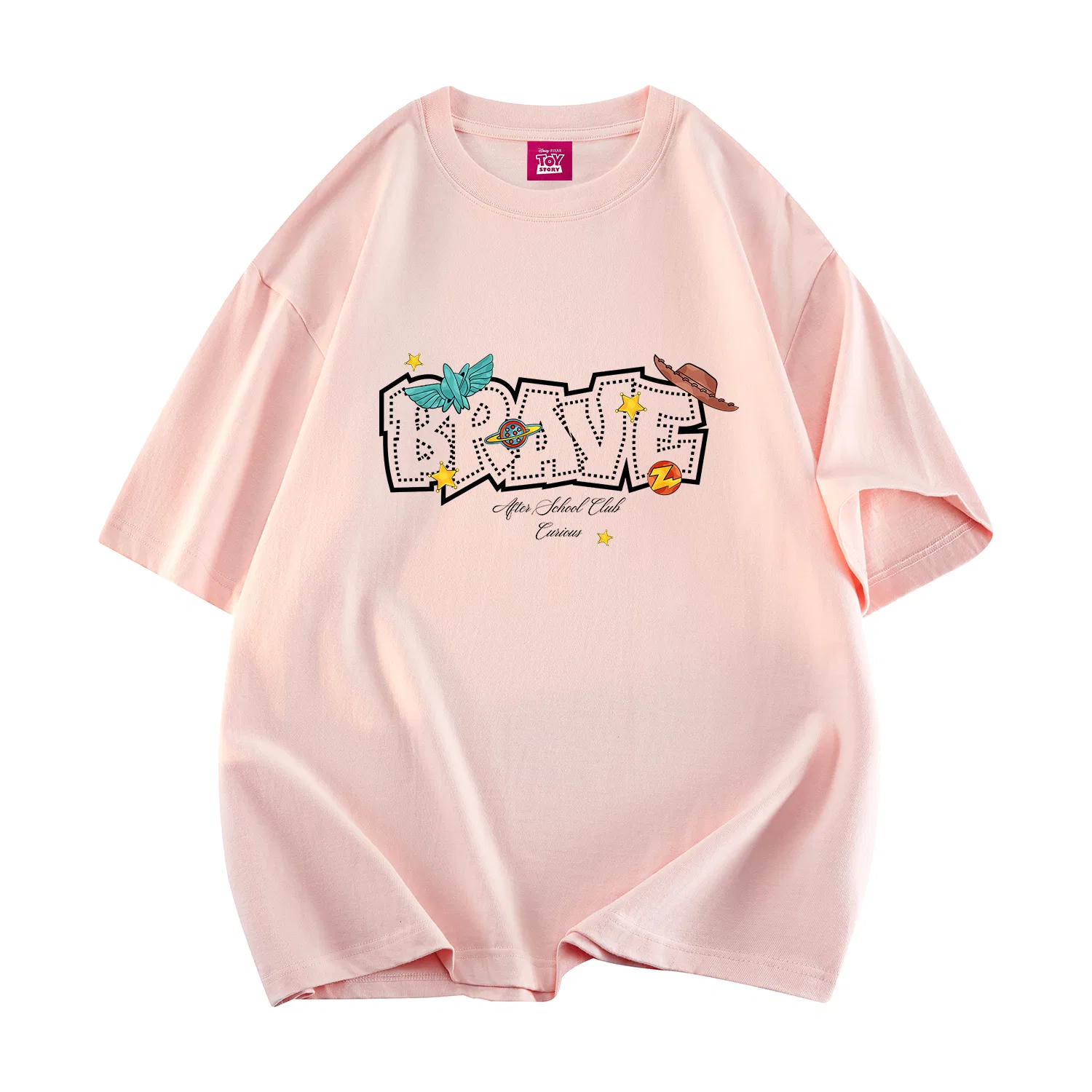 Детская футболка с принтом Disney, Crew Neck Thin Straight Fit, Pink