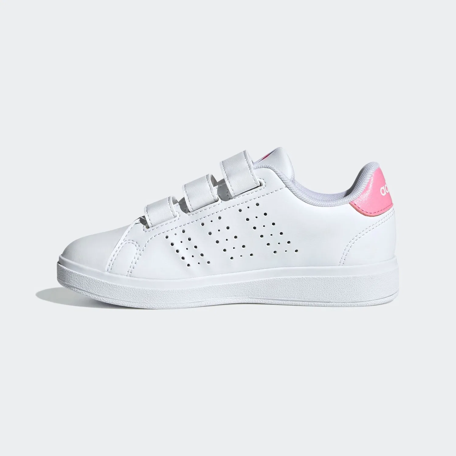 Детские спортивные кроссовки с перфорированными полосками Adidas, Cloud White/Bliss Pink/Core Black — фото 3