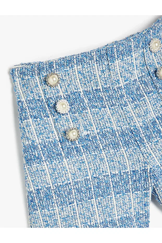 Детские шорты для девочек с принтом Basics Koton, Blue Plaid — фото 3