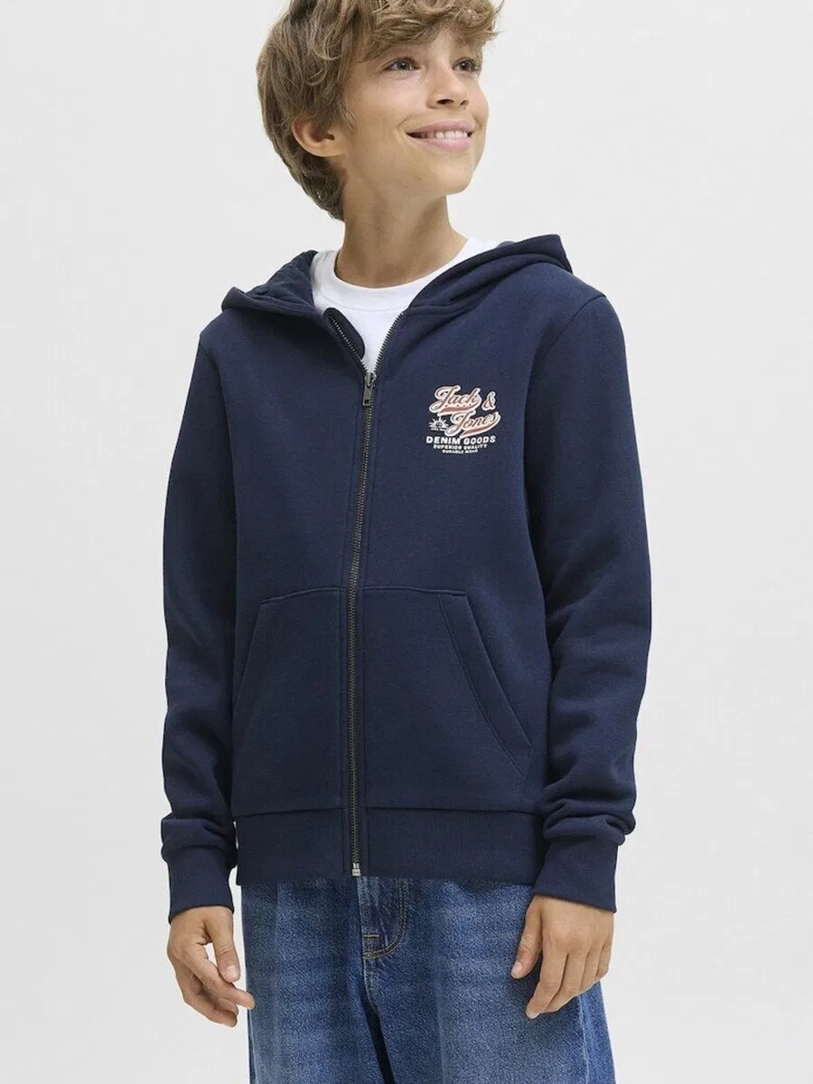 Детская толстовка с логотипом 'JJELogo' темно-синего цвета Jack & Jones Junior — фото 2