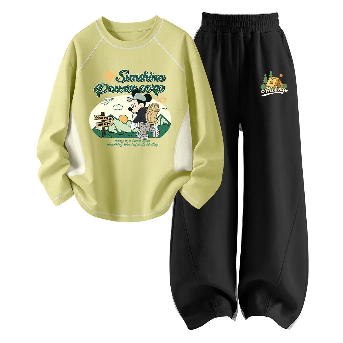 Детский спортивный комплект с круглым вырезом Di Play Lime Yellow+Di Tent K Black Disney, Di Play Lime Yellow+Di Tent K Black