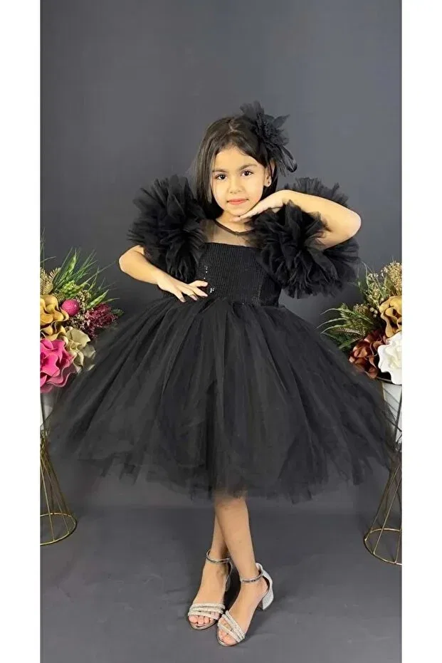 Детское платье для девочек с пайетками Delfini Kids, Black