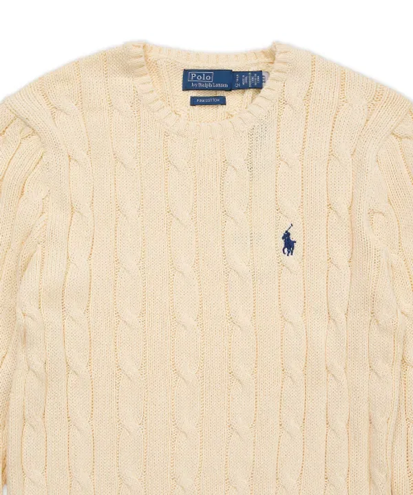 Свитер трикотажный хлопковый Polo Ralph Lauren, натуральный — фото 3