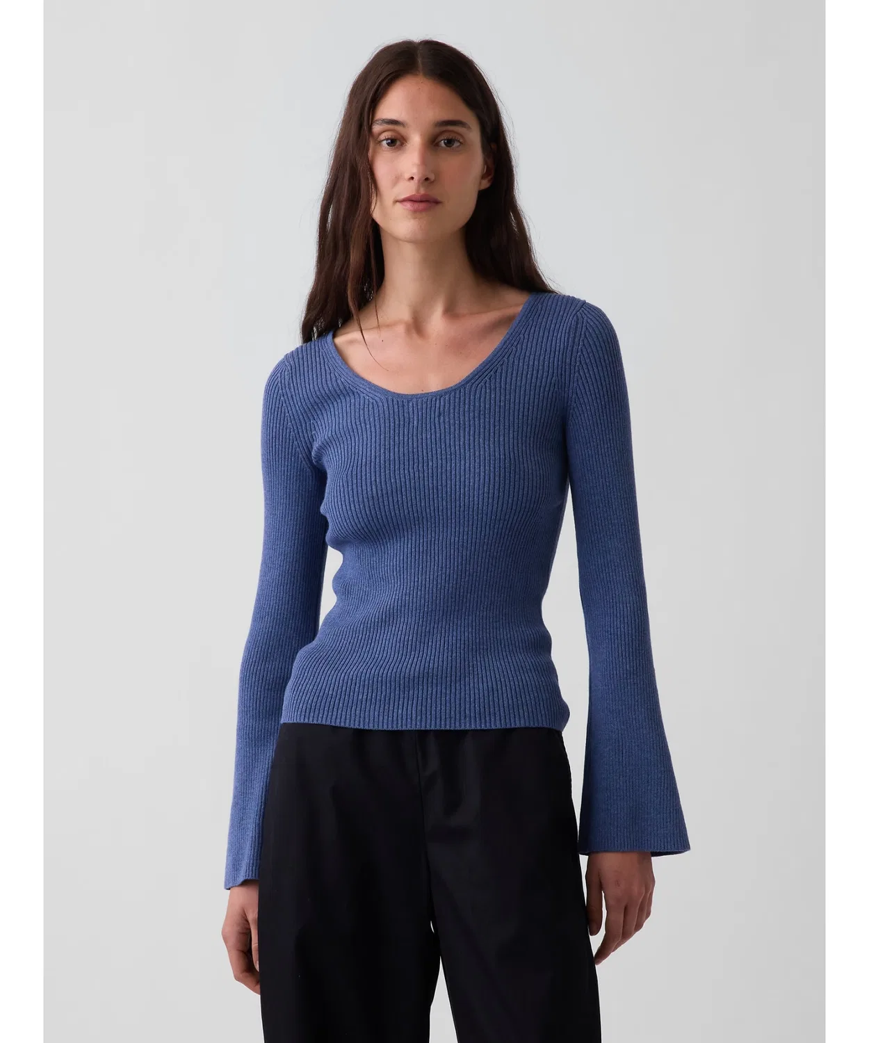 Женский облегающий свитер из хлопкового риба без рукавов GAP, Blue