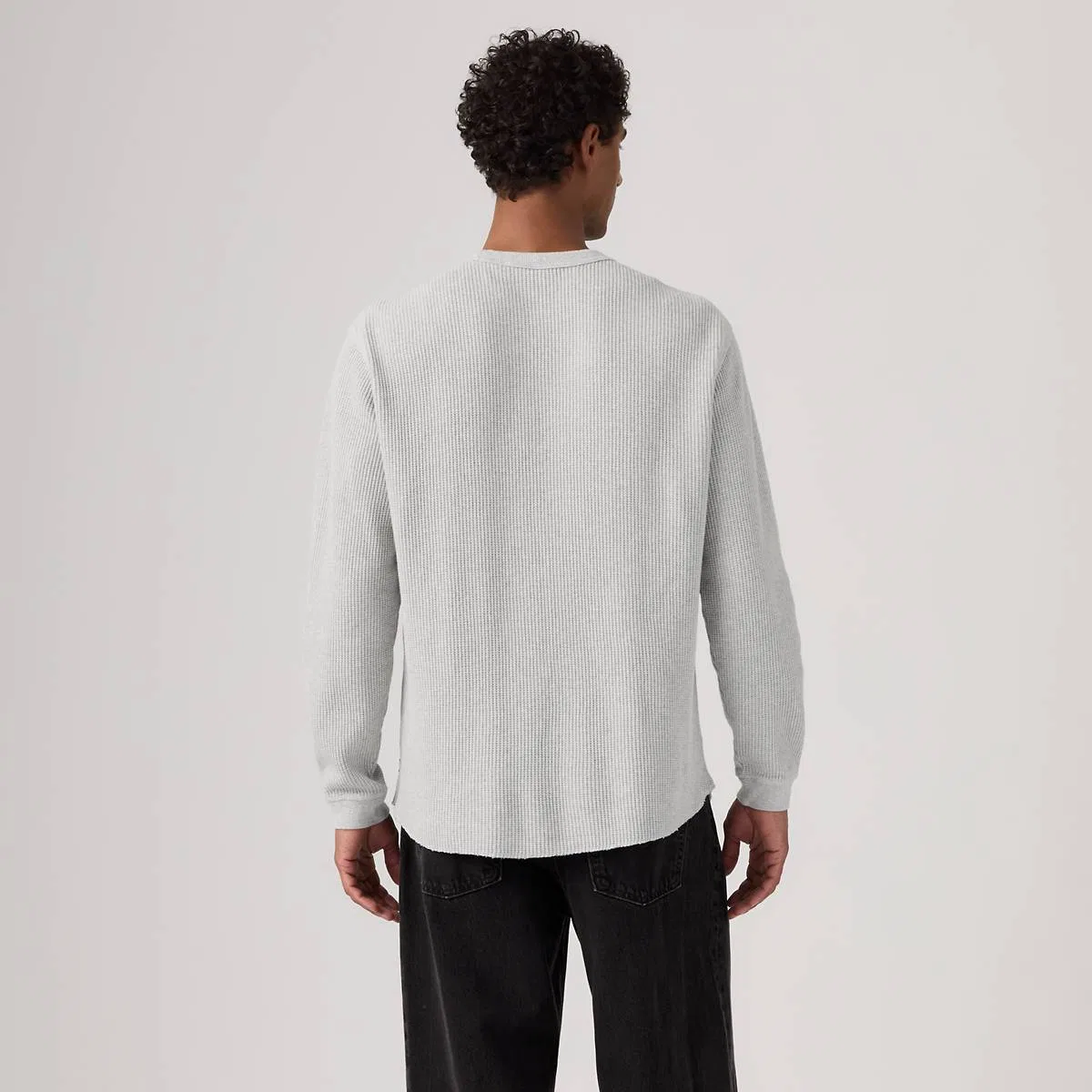 Термофутболка с длинными рукавами и красной застежкой Levi's, Light Gray Htr Bros - White — фото 4