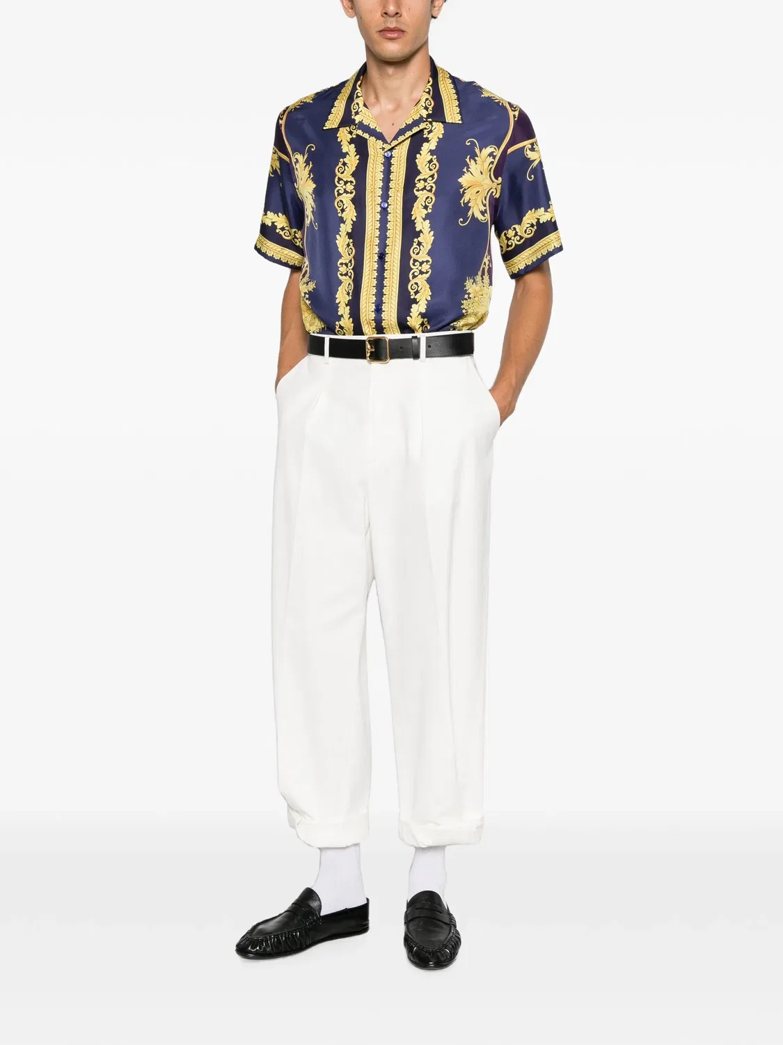 Рубашка шелковая Barocco Foulard Versace, фиолетовый — фото 2