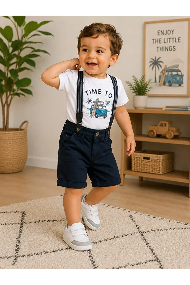 Детские шорты для мальчиков хлопковые Chicsy Baby, Navy Blue — фото 2
