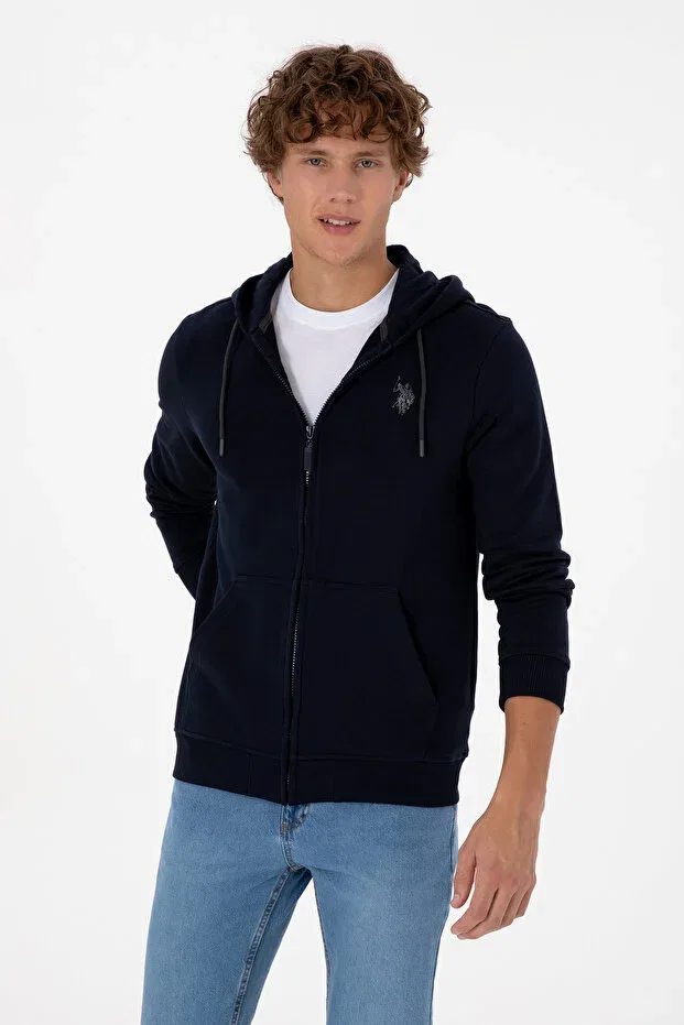 Мужской кардиган с капюшоном на молнии U.S. Polo Assn., Navy Blue — фото 3