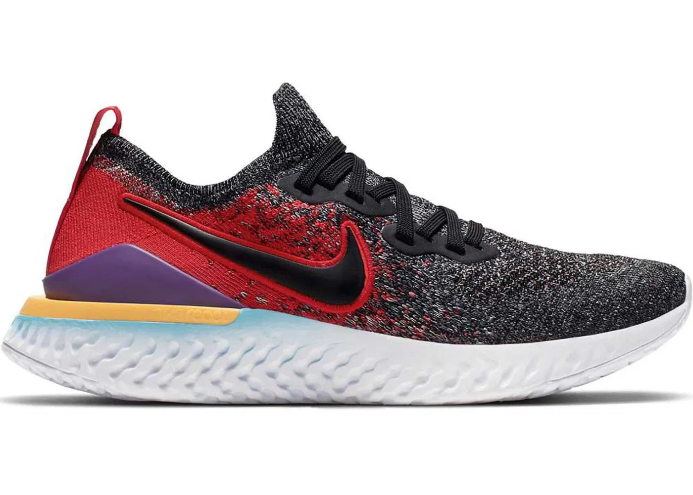 Детские кроссовки для повседневной носки Nike Epic React Flyknit 2 Nike, Black/Hyper Jade/University Red/Black
