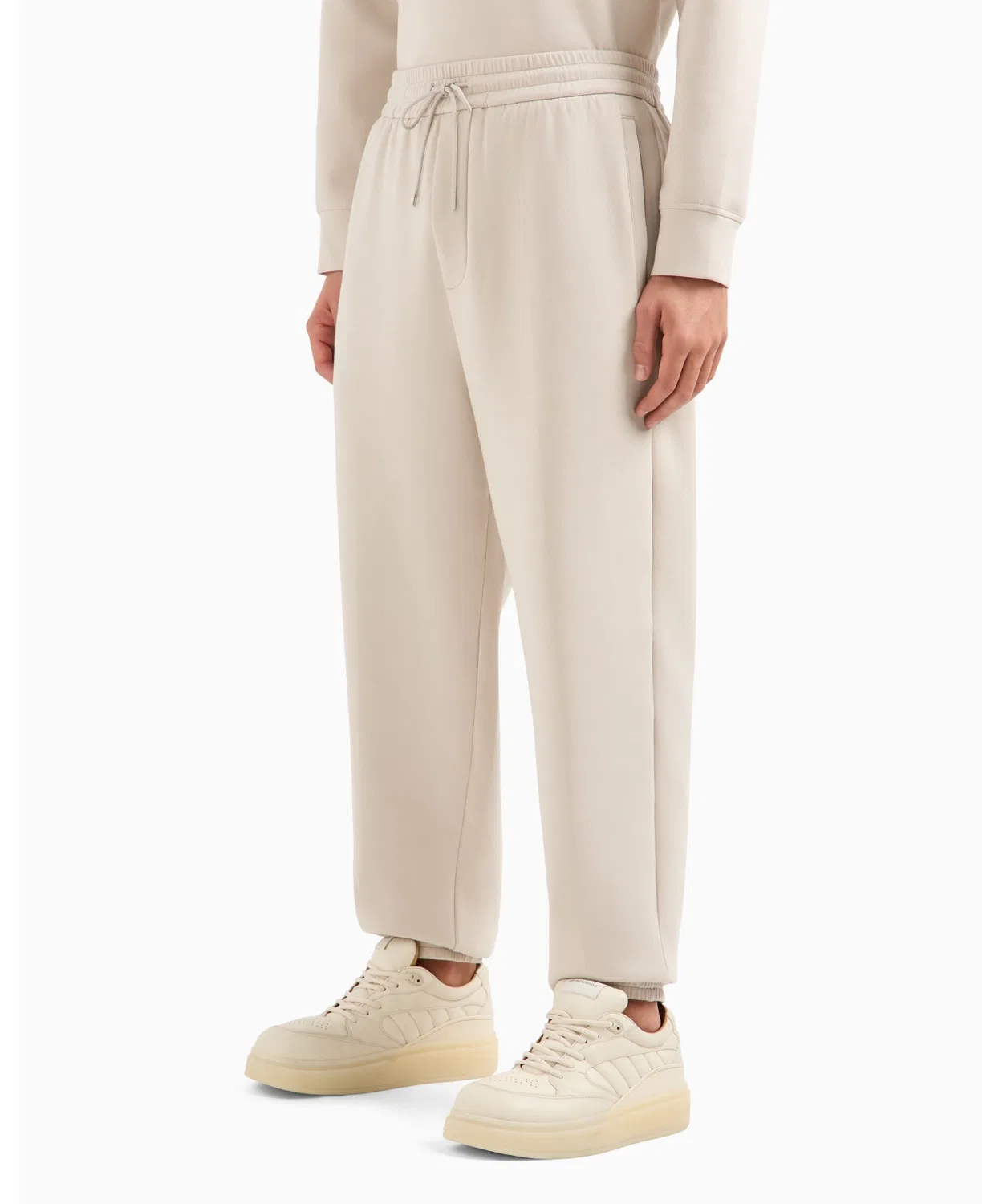 Мужские спортивные штаны с завязками Double Jersey Emporio Armani, Grayish Beige — фото 3
