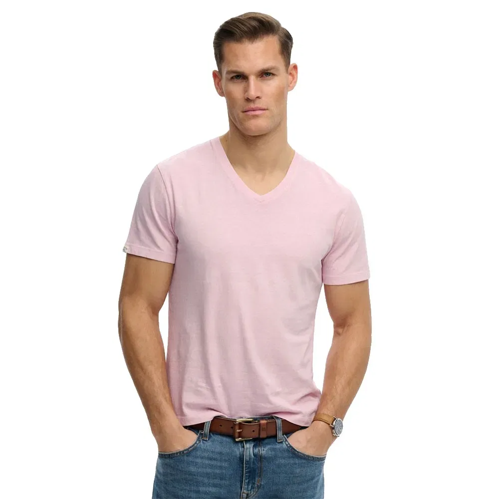 Футболка с v-образным вырезом Classic Cotton Linen Vee Superdry, розовый