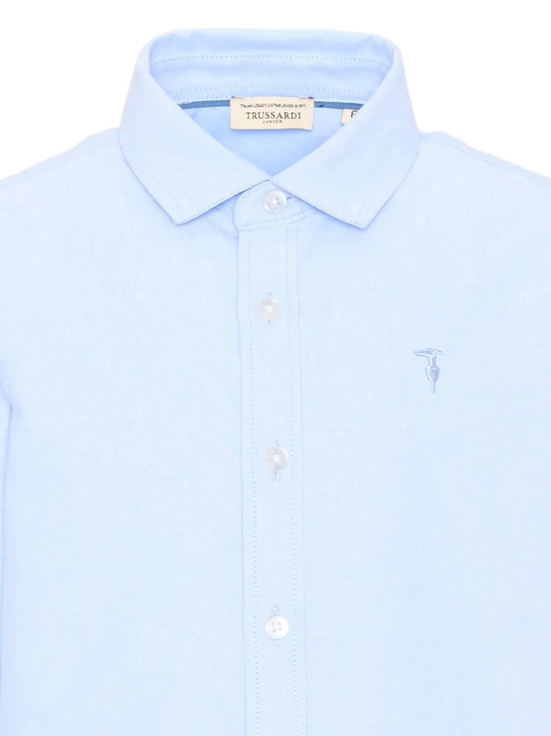 Рубашка с длинными рукавами и вышитым логотипом Trussardi Junior, синий — фото 3