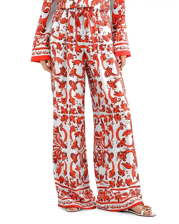 Женские брюки с принтом Majolica print Dolce & Gabbana, мультиколор