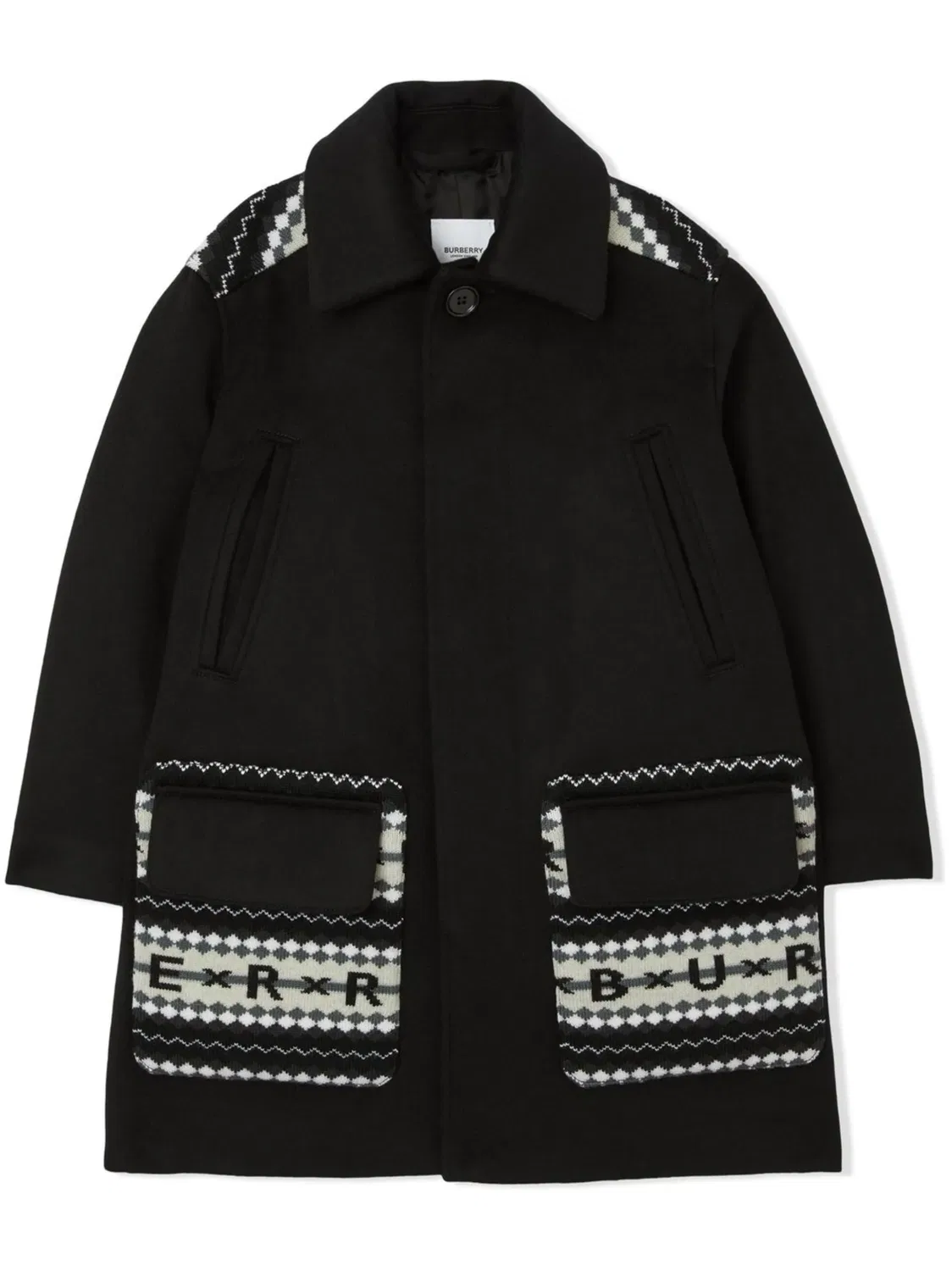 Кашемировое пальто с узором Fair Isle Burberry, черный