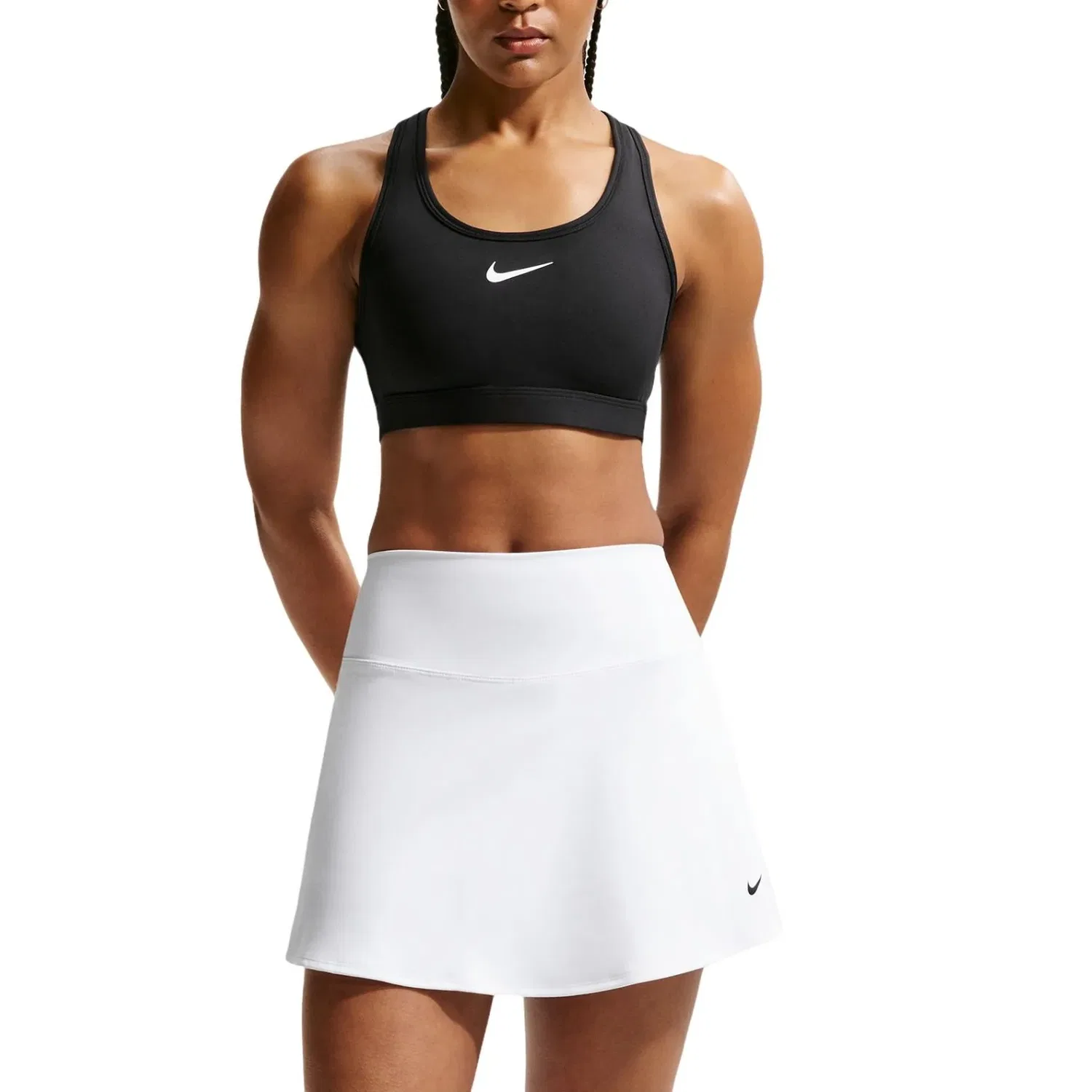 Бюстгальтер Swoosh Medium-Support Padded Sports Bra 'Black White' Nike, Black/White — фото 3